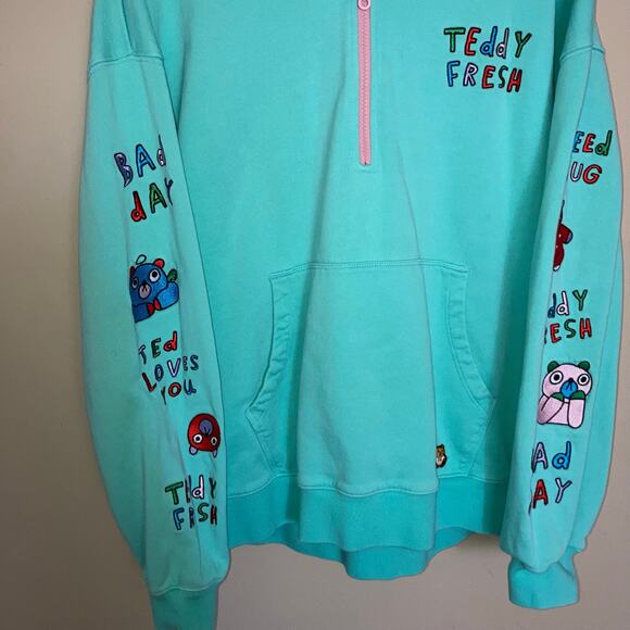 Teddy Fresh I Need A Hug Quarter Zip Hoodie Sweatshirt Pullover Size L Large - Picture 6 of 16
